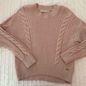 Abercrombie & Fitch women's Pink Cable Knit Crewneck Sweater Size XS